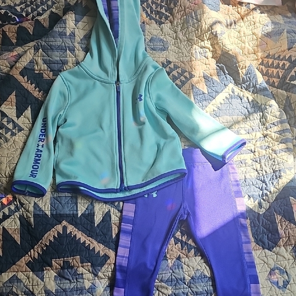 Under Armour Aqua and Violet Kids' Activewear Set - Picture 1 of 4